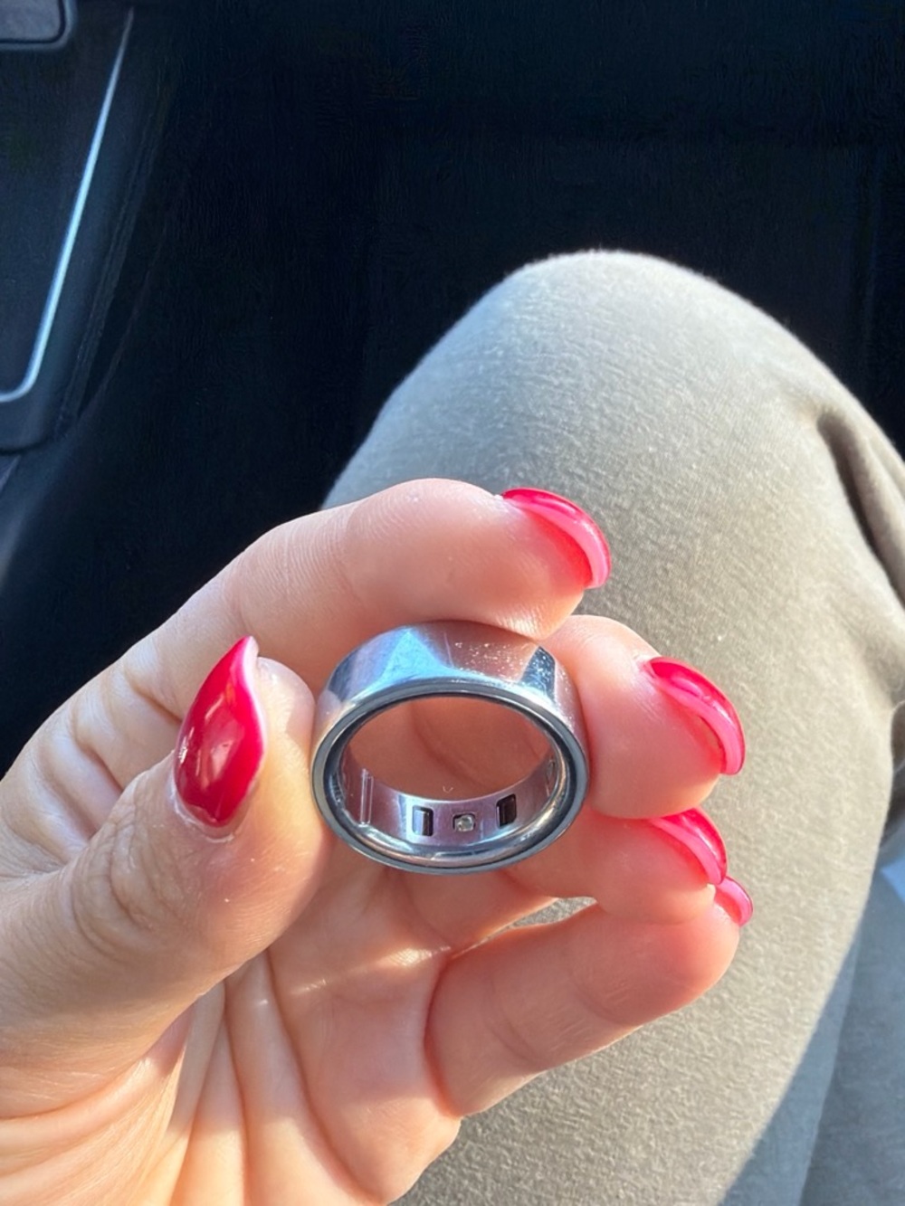 Oura Polished Silver Faceted Wide Band Ring